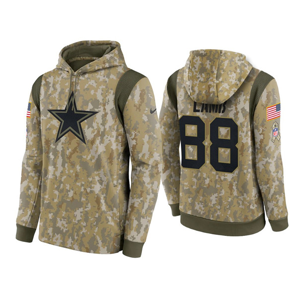 Men's Dallas Cowboys #88 CeeDee Lamb Camo 2021 Salute To Service Therma Performance Pullover Hoodie